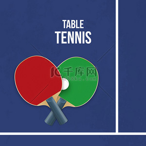 活动漫画背景图片_两个球拍打乒乓球。矢量