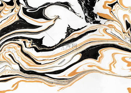 白色-金色-黑色矩形构图中的大理石抽象设计