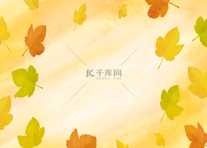 秋季动物背景图片_树叶秋季水彩飞舞彩色叶片装饰背景