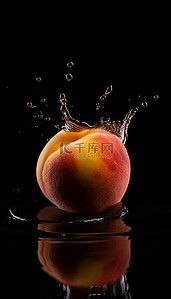 收回水蜜桃背景图片_水蜜桃在水中的产品摄影