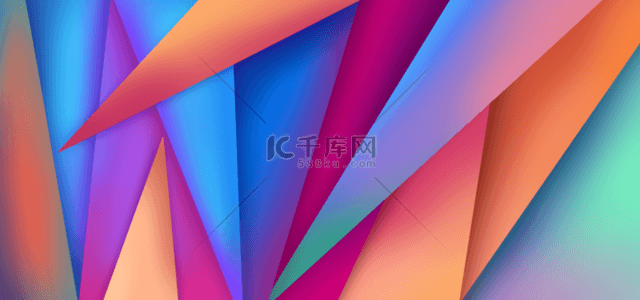 蓝色商务电脑背景图片_三角形几何形状彩色渐变背景