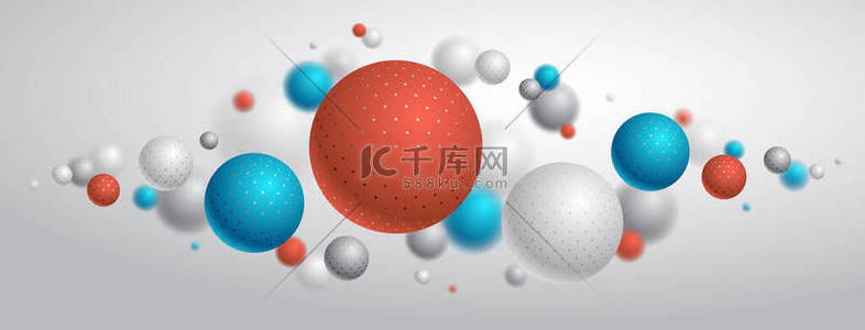 矢量画轴背景图片_点缀球体矢量背景，点缀飞行球的组成，三维混合真实球，场效应的实际深度.