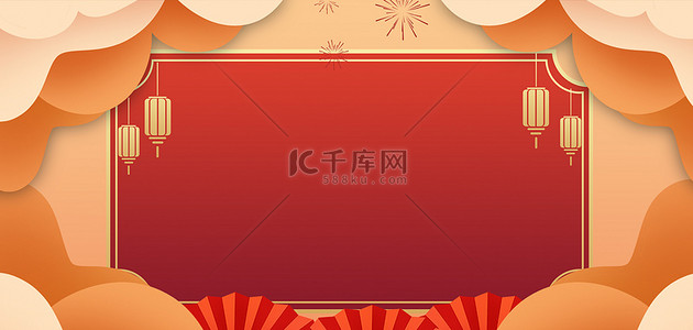 大灯笼背景背景图片_年货节新年边框手绘海报背景