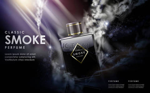 香水广告设计背景图片_经典的烟香水