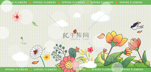 春天花朵手绘背景图片_清新春天的花春天背景