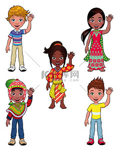 儿童服装背景图片_在世界中的儿童.