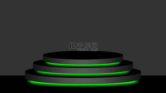 c4d底座背景图片_圆形底座3D黑色和绿色霓虹灯发光，化妆品展示现代和引导灯，讲台舞台展示位置装饰绿色荧光灯，底座盒产品位置