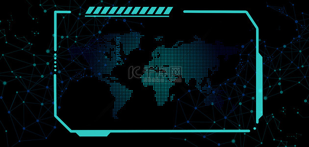 蓝色商务地图背景图片_科技地图黑蓝色