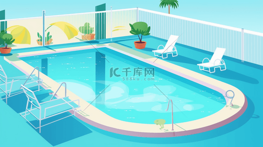 夏天度假游泳池背景插图