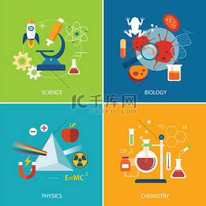 健康生活图标背景图片_科学概念、 物理、 化学、 生物学平面设计