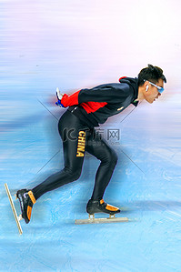 冬季运动会滑冰蓝色简约背景