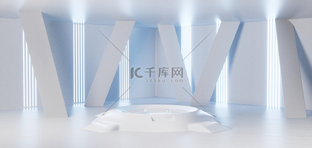 白色科技背景图片_科技展台白色C4D