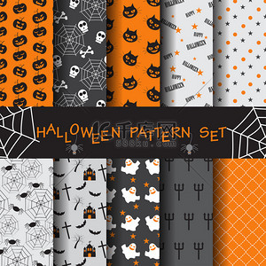 10 different halloween vector patterns