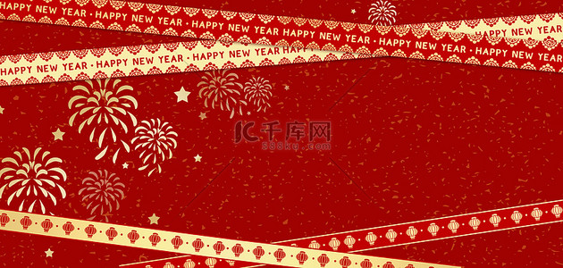 新年封条背景图片_新年快乐红金新年