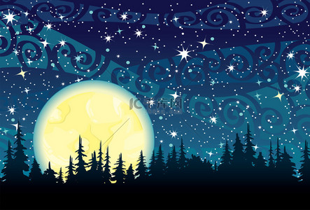 月亮上的夜晚的天空 bakground