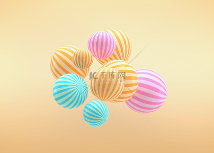 糖果几何背景图片_球体可爱糖果色3d渲染背景