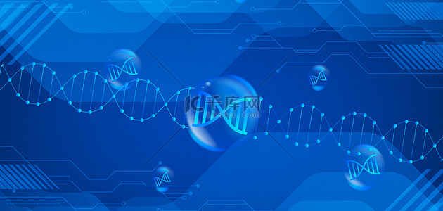链条背景图片_科技DNA链条蓝色科技风