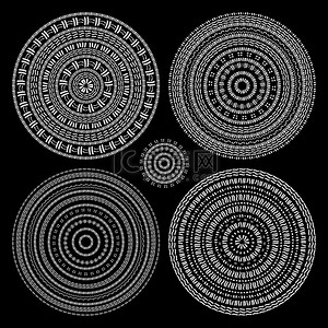 手工绘制的圆形图案。曼荼罗集.