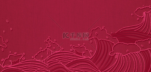 红色迎战2023背景图片_2023年流行色中国风  海浪