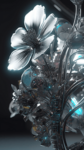 花卉绽放背景图片_透明质感植物花卉数字艺术