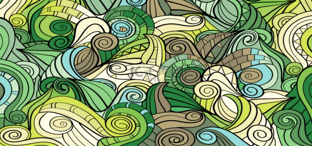 夏季地毯背景图片_线条花纹涂鸦绿色渐变抽象背景