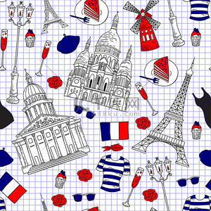 国家手绘背景图片_巴黎模式