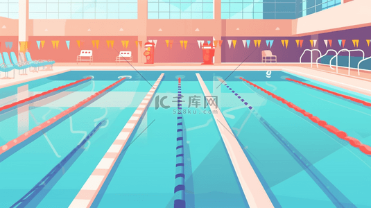 泳池背景图片_彩色夏季清凉泳池