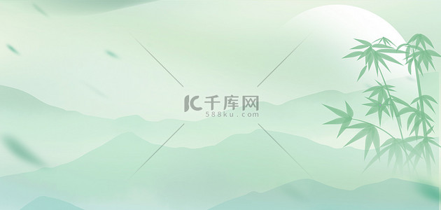 清明背景图片_清明节山水绿色水墨中国风春天春分海报背景