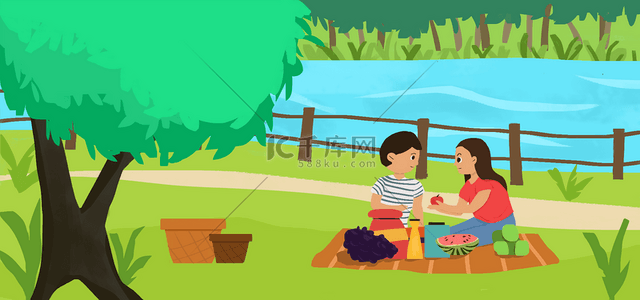 家庭设施背景图片_公园夏季卡通儿童背景