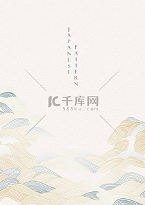 日本模板背景图片_日本手绘波纹与线形矢量.东方背景，海洋模板，老式风格. 