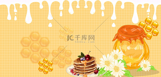 荆条花蜜背景图片_蜂蜜甜点蜂蜜美食