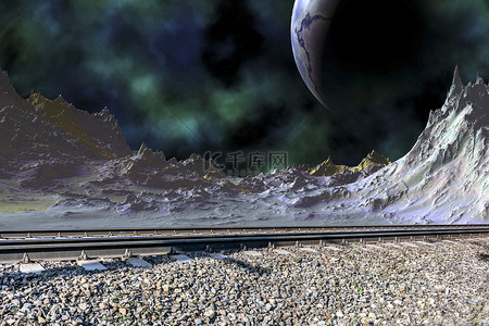 清代铁路背景图片_铁路轨道上的一个外星星球。 大学生活