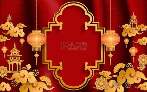 中国传统和亚洲元素背景模板的纸张颜色背景.