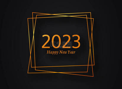 新年快乐金背景图片_2023新年快乐金几何多边形背景。圣诞贺卡、传单或海报的金色几何多边形框架，具有闪亮效果。矢量说明