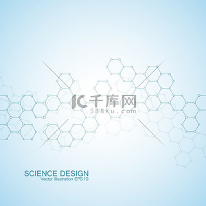 Dna 和神经元结构分子。结构的原子。化学化合物。医学、 科学、 技术的概念。几何抽象背景。您设计的矢量图.