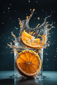 多汁的背景图片_一个多汁的橙子溅起了水花
