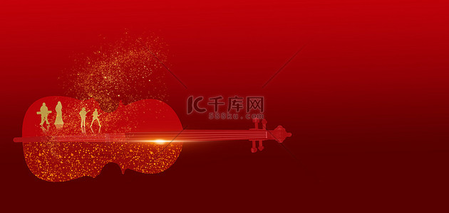 音乐会背景图片_音乐会大提琴红色质感背景
