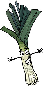 蔬菜沙拉卡通背景图片_可爱韭菜蔬菜卡通插图
