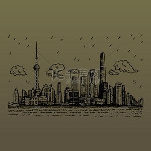中国上海背景图片_浦东，上海，中国的视图. 