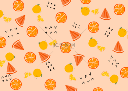 热带橙果图案水果抽象背景
