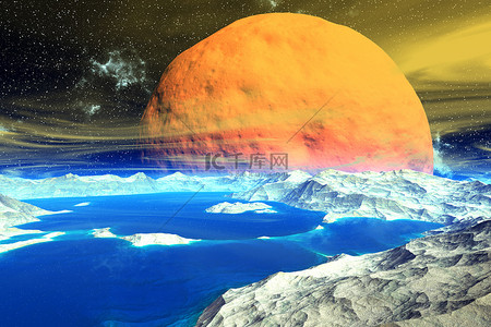 宇宙岩石背景图片_幻想外星人的星球。岩石和月亮