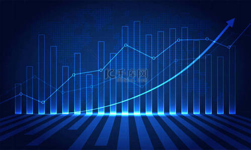 科技理念背景图片_科技金融市场图表关于股票市场投资交易,牛角,熊角.商业理念和所有艺术设计的图解趋势。矢量说明