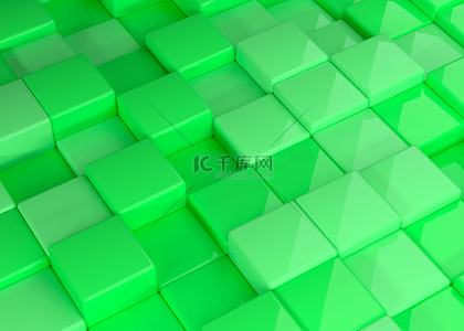 绿色方块背景背景图片_三维绿色几何抽象方块背景