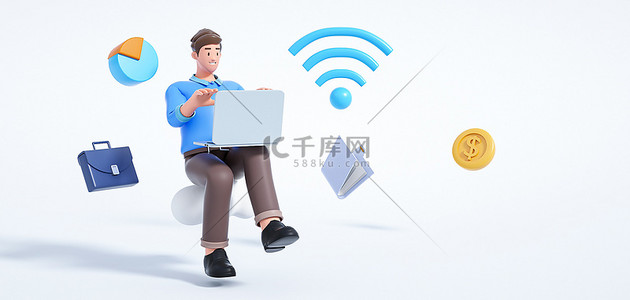 金融商务人物背景图片_商务人物白色c4d