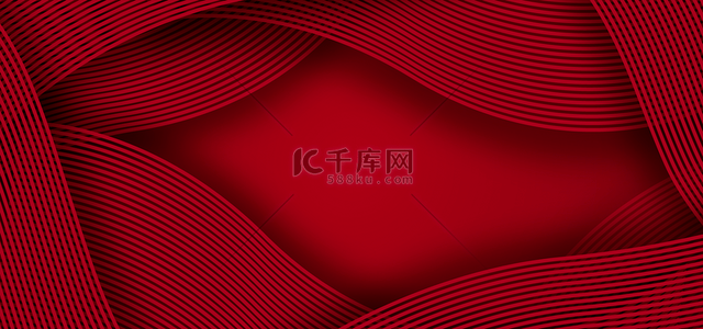 现代波浪曲线抽象风格红色背景