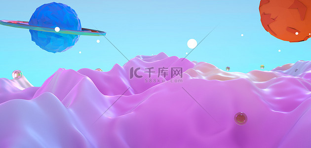 星球外星紫色C4D背景