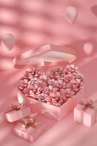 520背景图片_520花朵礼盒粉色浪漫海报背景