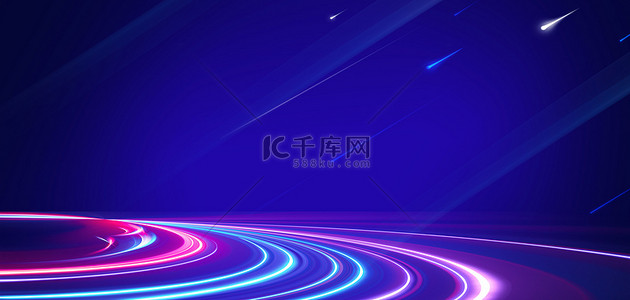 蓝色抽象粒子背景图片_科技光线轨道光圈抽象商务背景