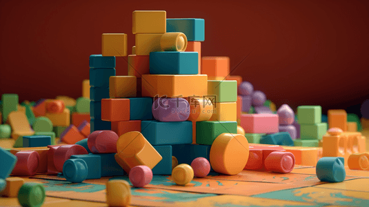积木玩具背景图片_3D立体儿童积木玩具