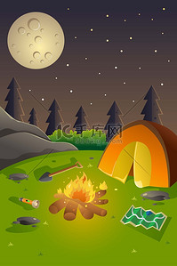 帐篷露营海报背景图片_青年暑期夏令营海报
